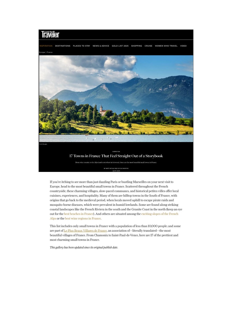 Condé Nast Traveler — couverture presse Toile Blanche