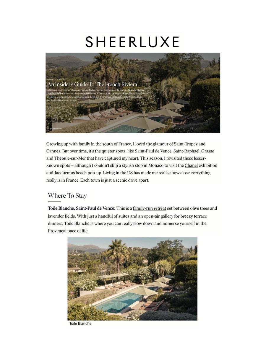 Sheer Luxe — couverture presse Toile Blanche