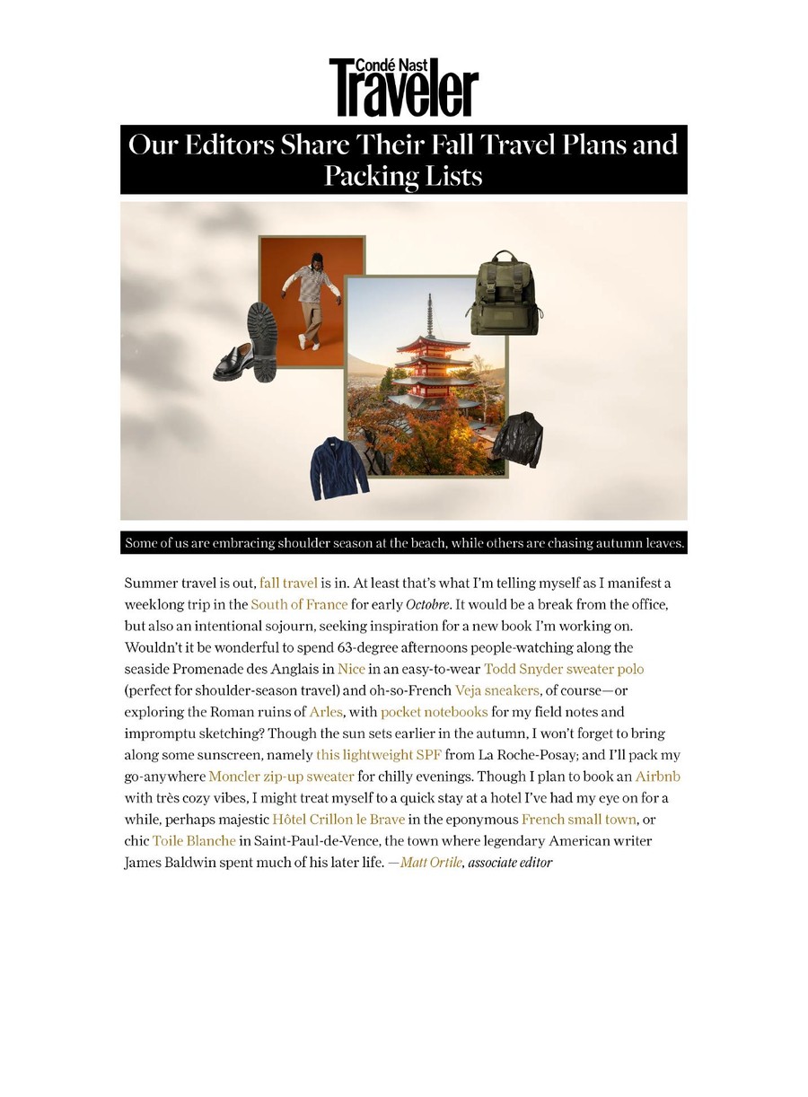 Condé Nast Traveler — couverture presse Toile Blanche